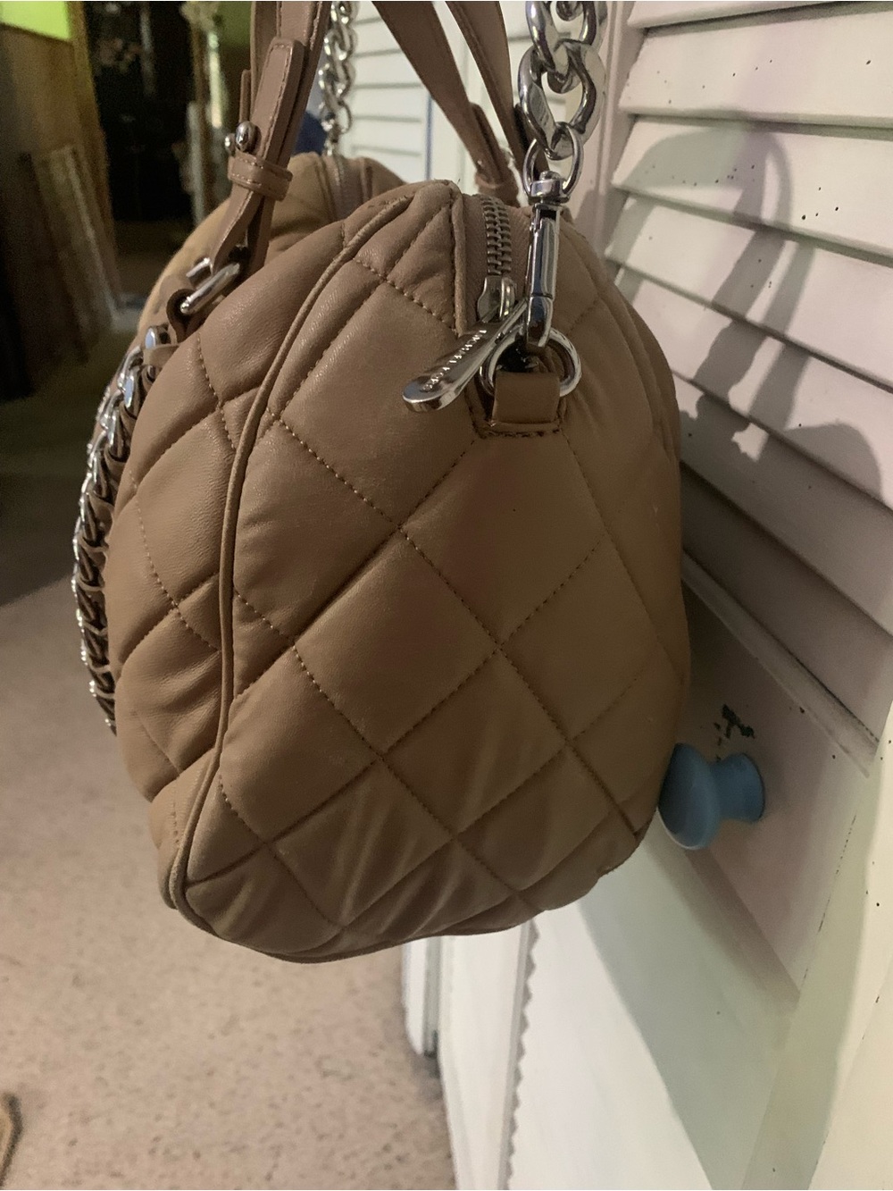 Michael Kors Susannah Beige Quilted Chain-Trim Shoulder Bag Crossbody TT10 - Picture 8 of 14
